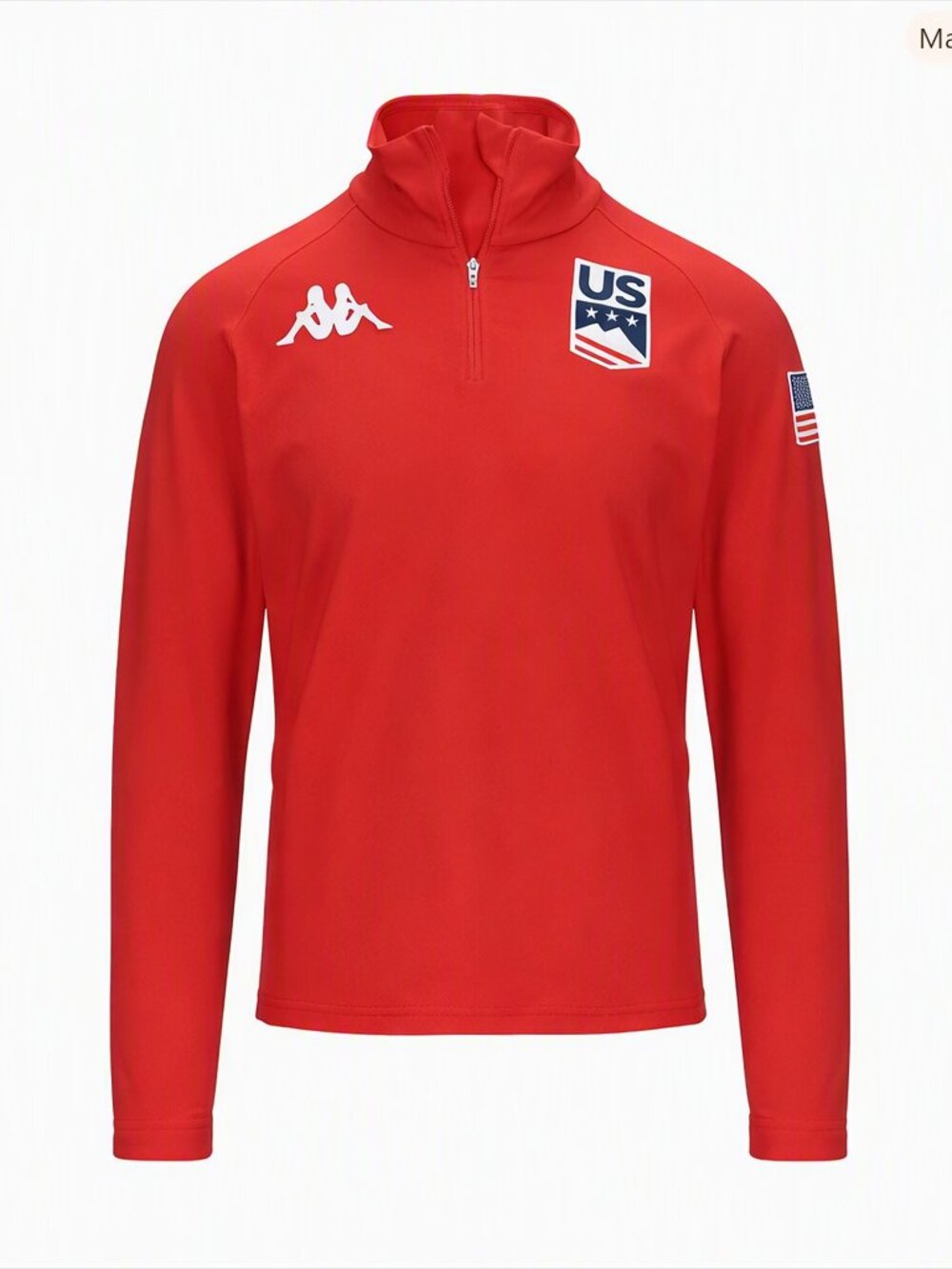 Kappa 6Cento 687BK US Ski Team Red Quarter‑Zip Sweatshirt Men’s M Winter Sports